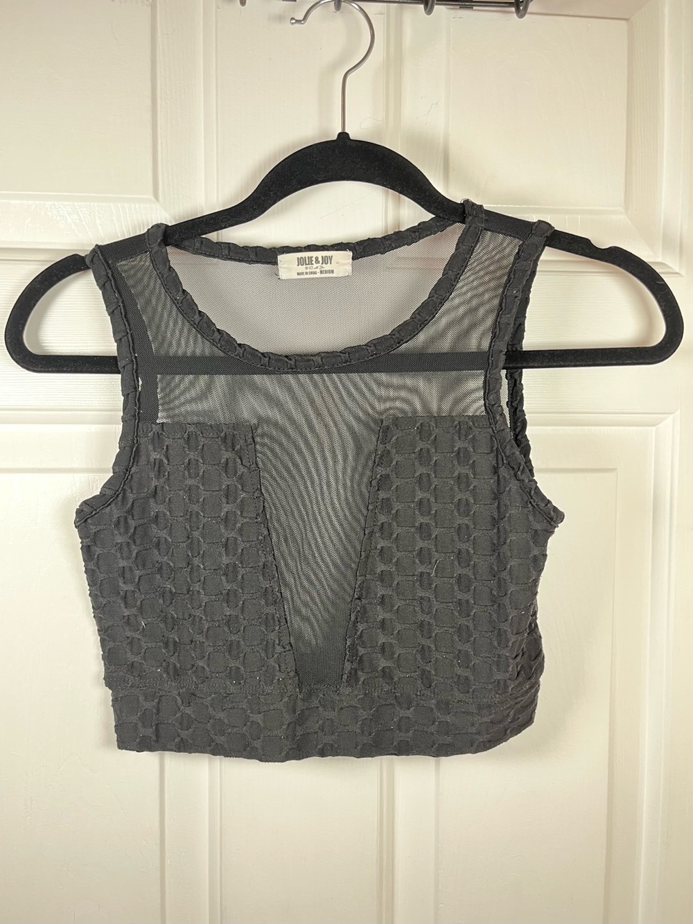 Jolly and Joy Charcoal Textured Mesh Tank Top - Size M